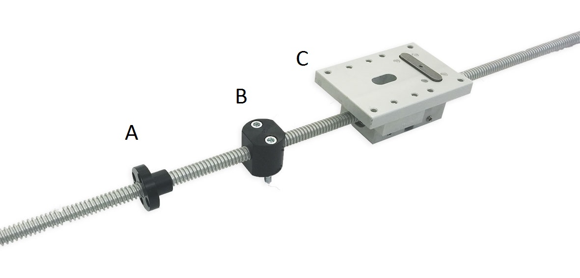 barra filettata con profilo nitrurato e supporti mobili